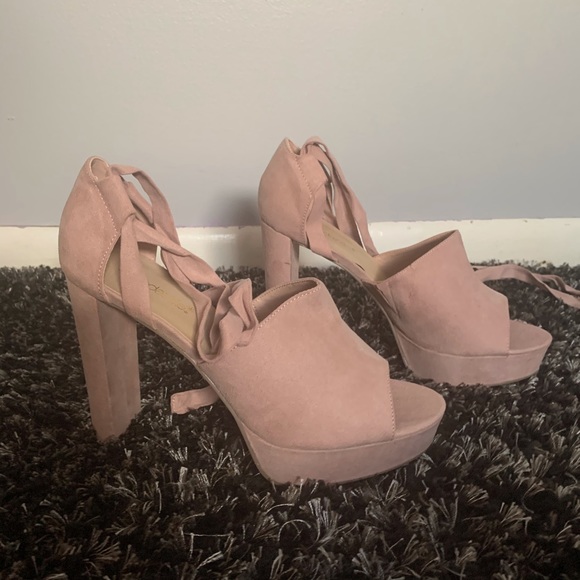 light pink chunky heels